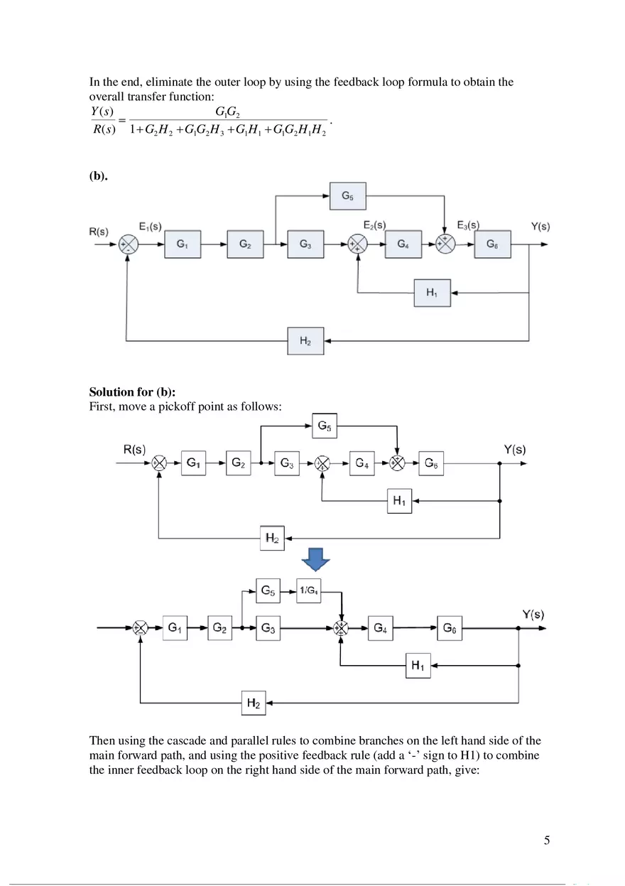 Block Diagram Reduction - Solutions - Page 5
