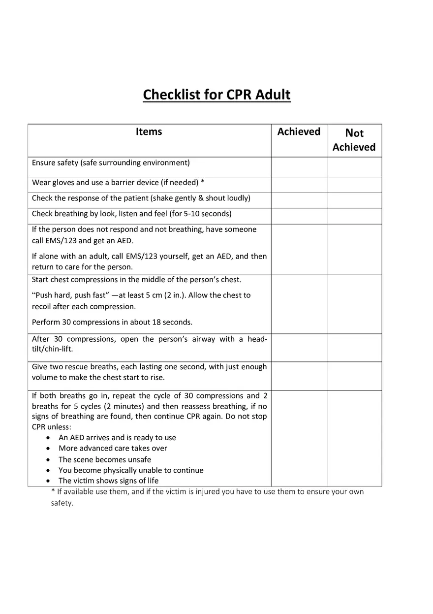 Check List CPR Adult - Page 1