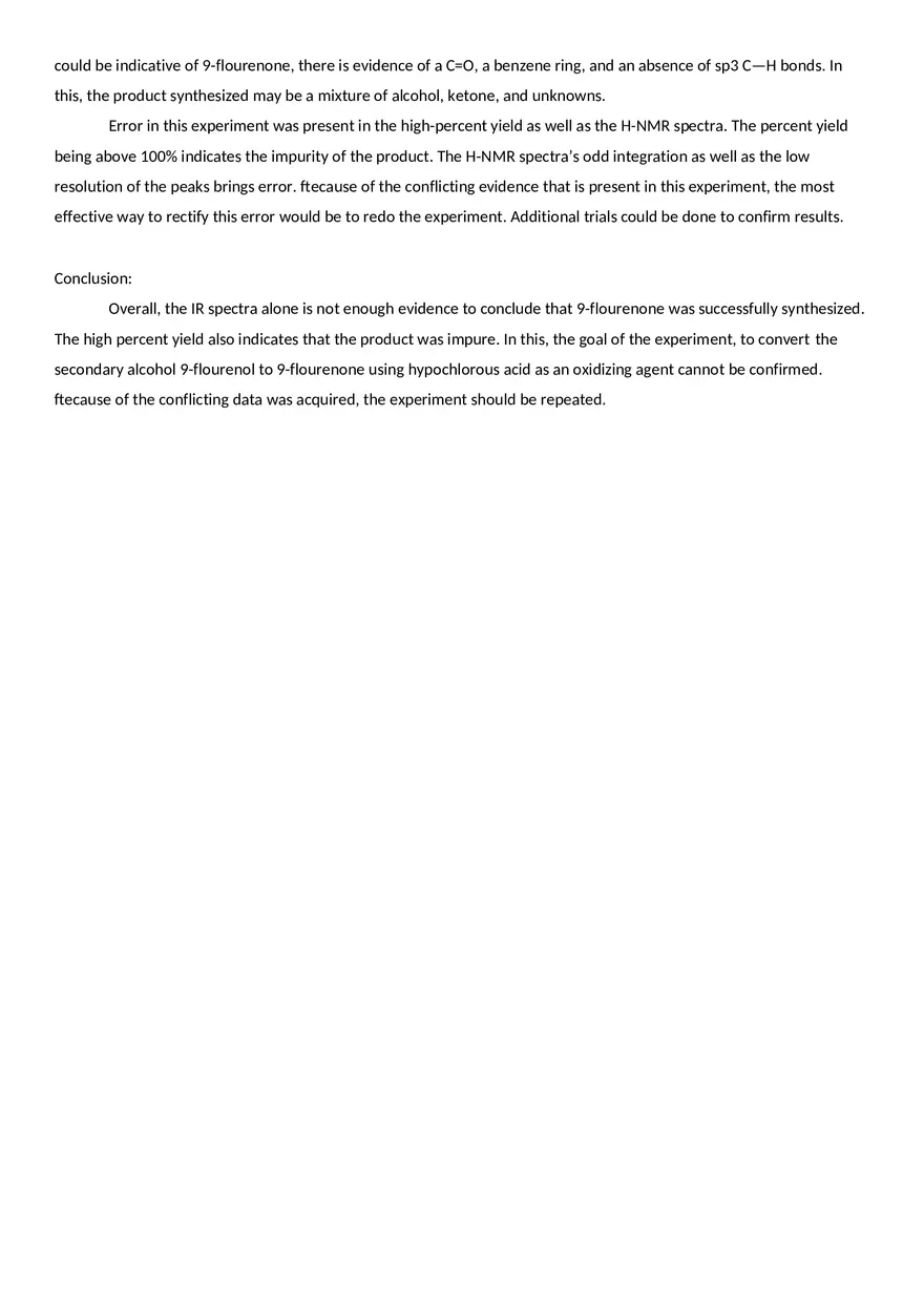 Lab Report - Oxidation of 9-fluorenol to 9-Fluorenone - Page 5