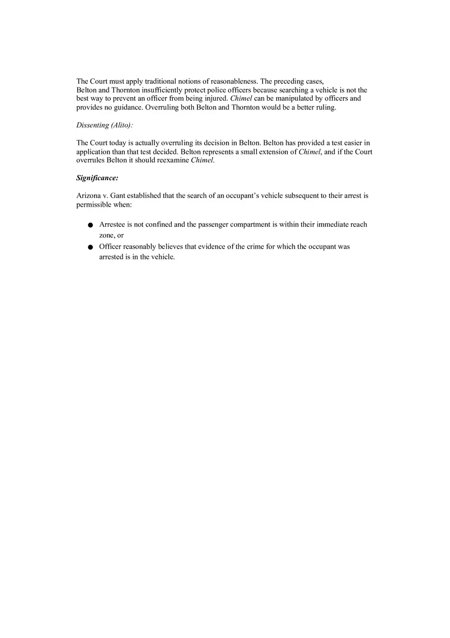 Arizona v Gant - Lecture Notes Chapter 9-10 - Page 3