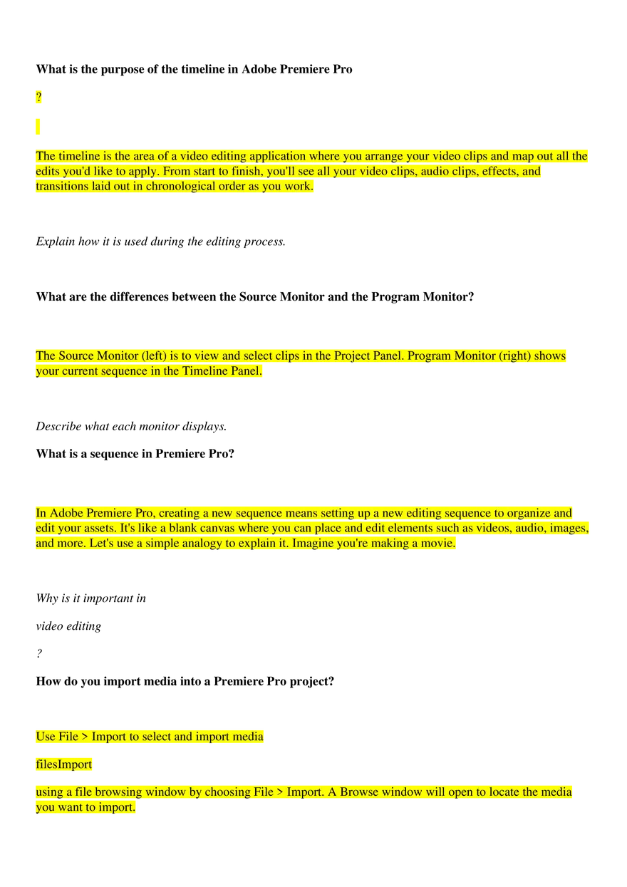 Adobe Premiere Pro Work Sheet (Finished) - Page 1