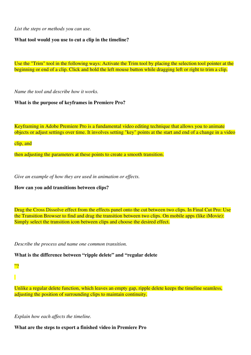 Adobe Premiere Pro Work Sheet (Finished) - Page 2
