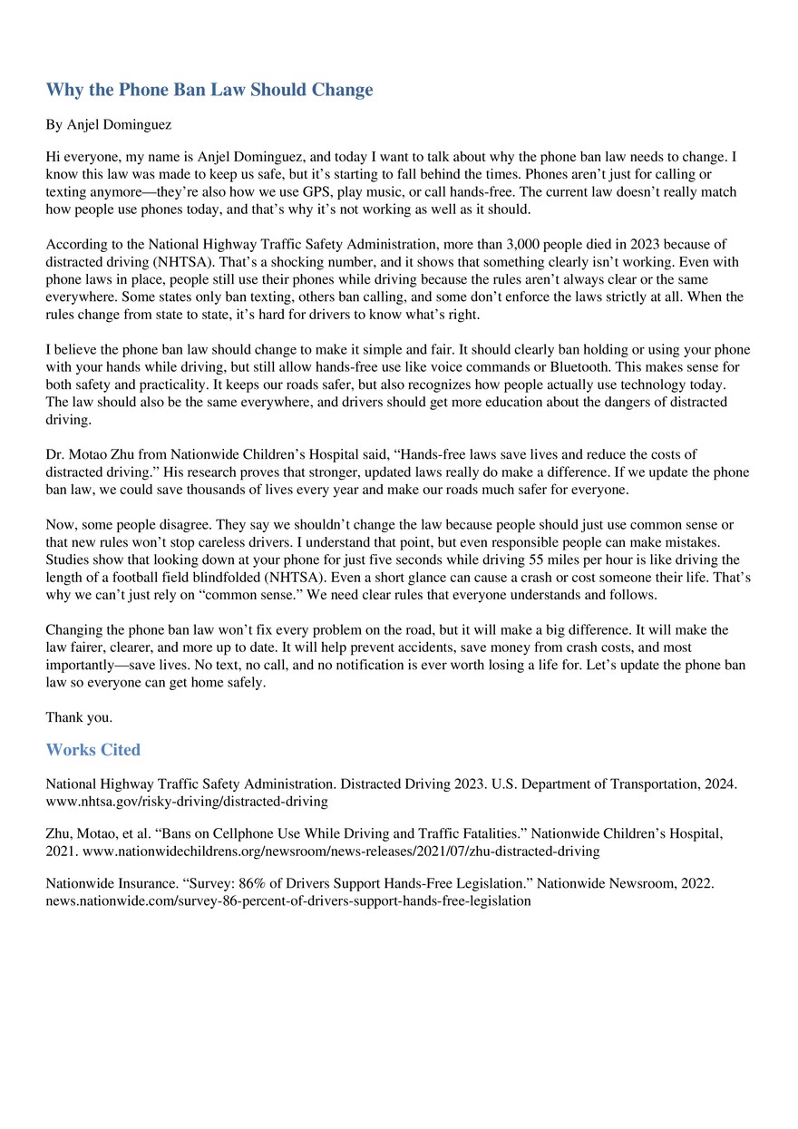 Why the Phone Ban Law Should Change - Page 1