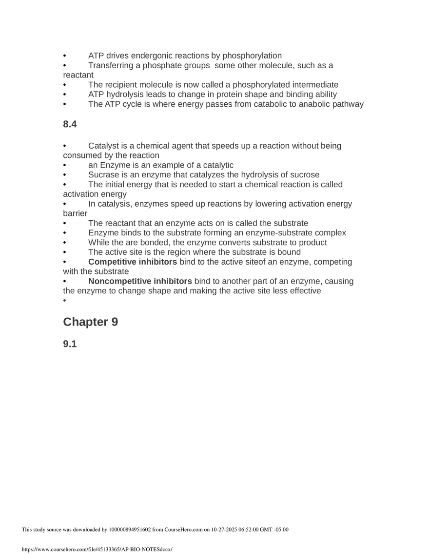 AP Bio Notes Chapter 5 - Page 4