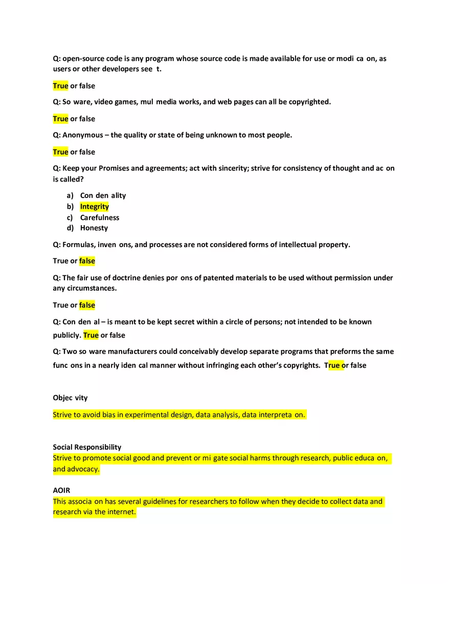 Computing Ethics and Society Answer Key 2 - Page 1