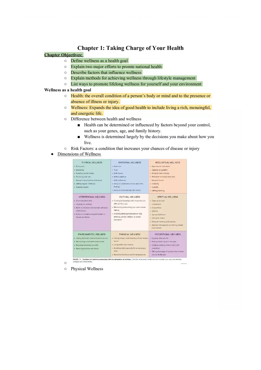 Chapter 1 Taking Charge of Your Health - Page 1