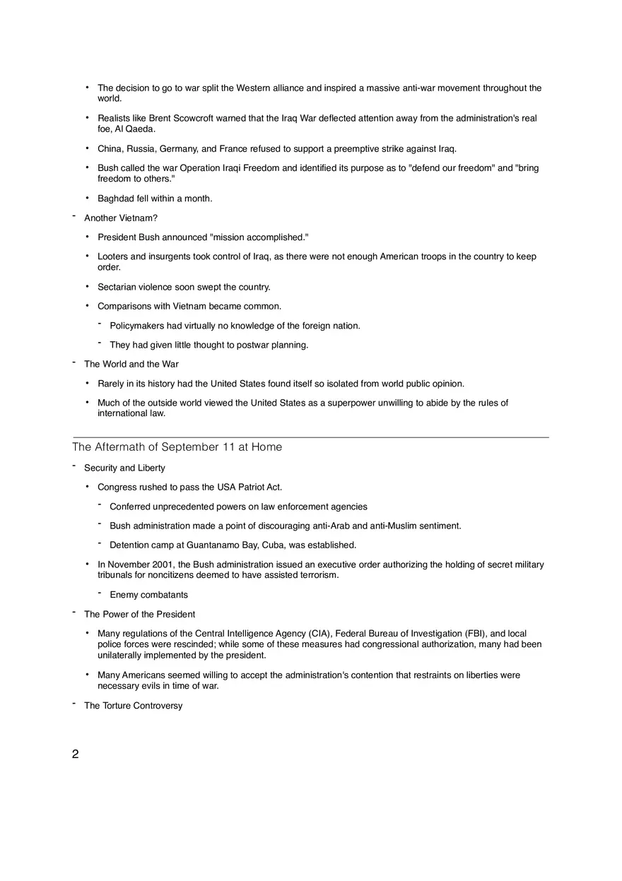 The War on Terrorism Chapter 28 Outline - Page 2