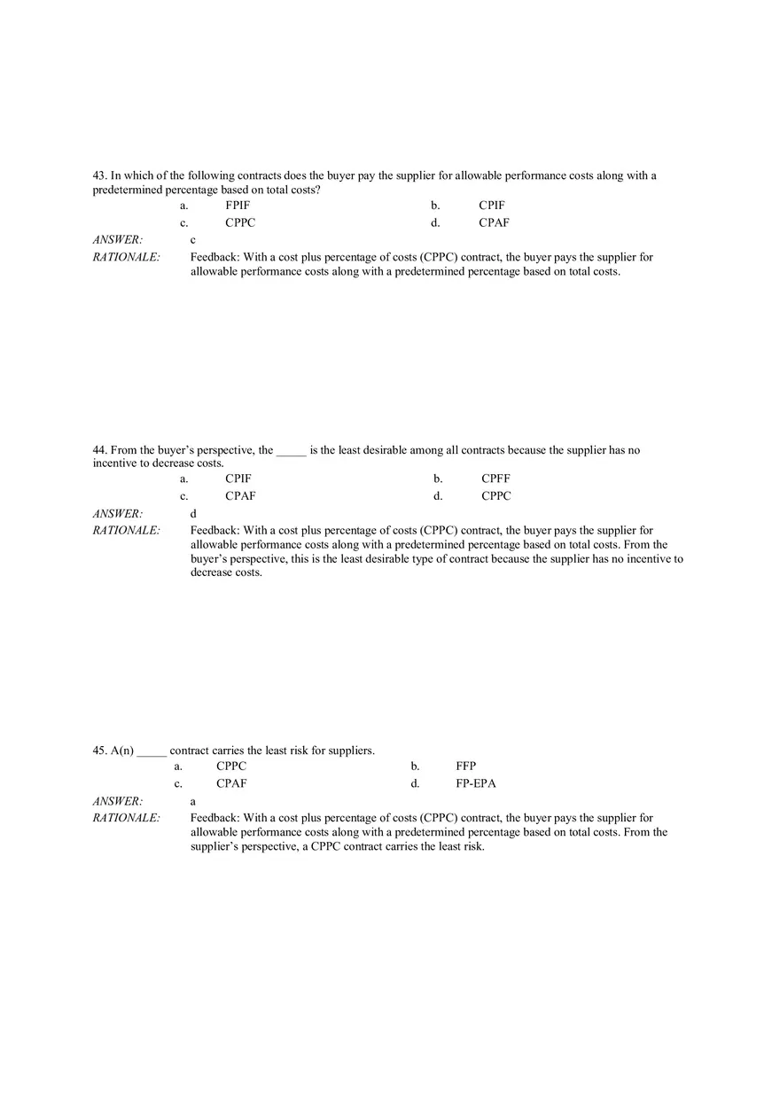 Chapter 12 Project Procurement Management Answer Key (43-83) - Page 1