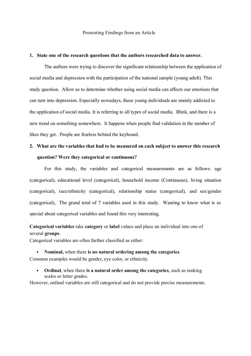 Presenting Findings From An Article - Page 1