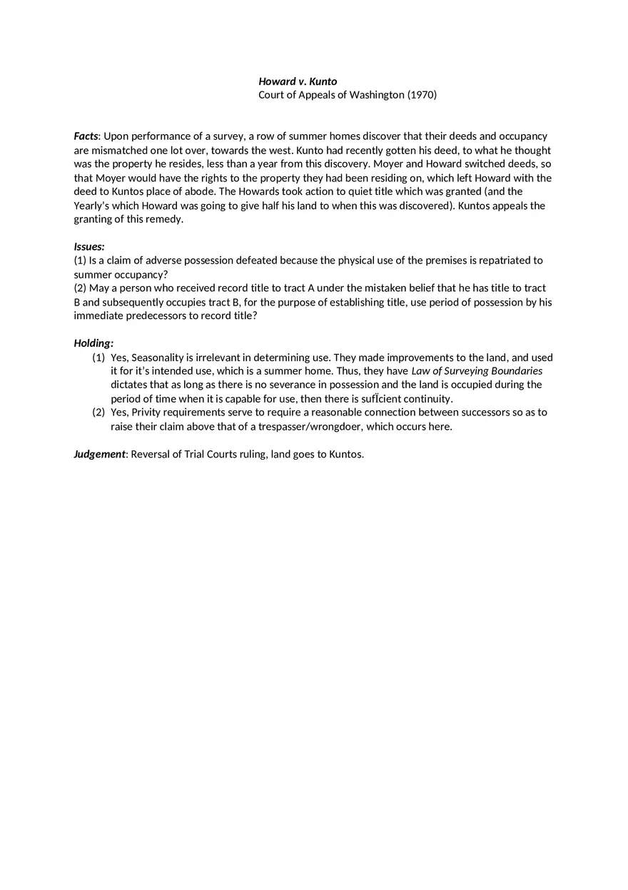 Howard v. Kuntos Brief - Page 1