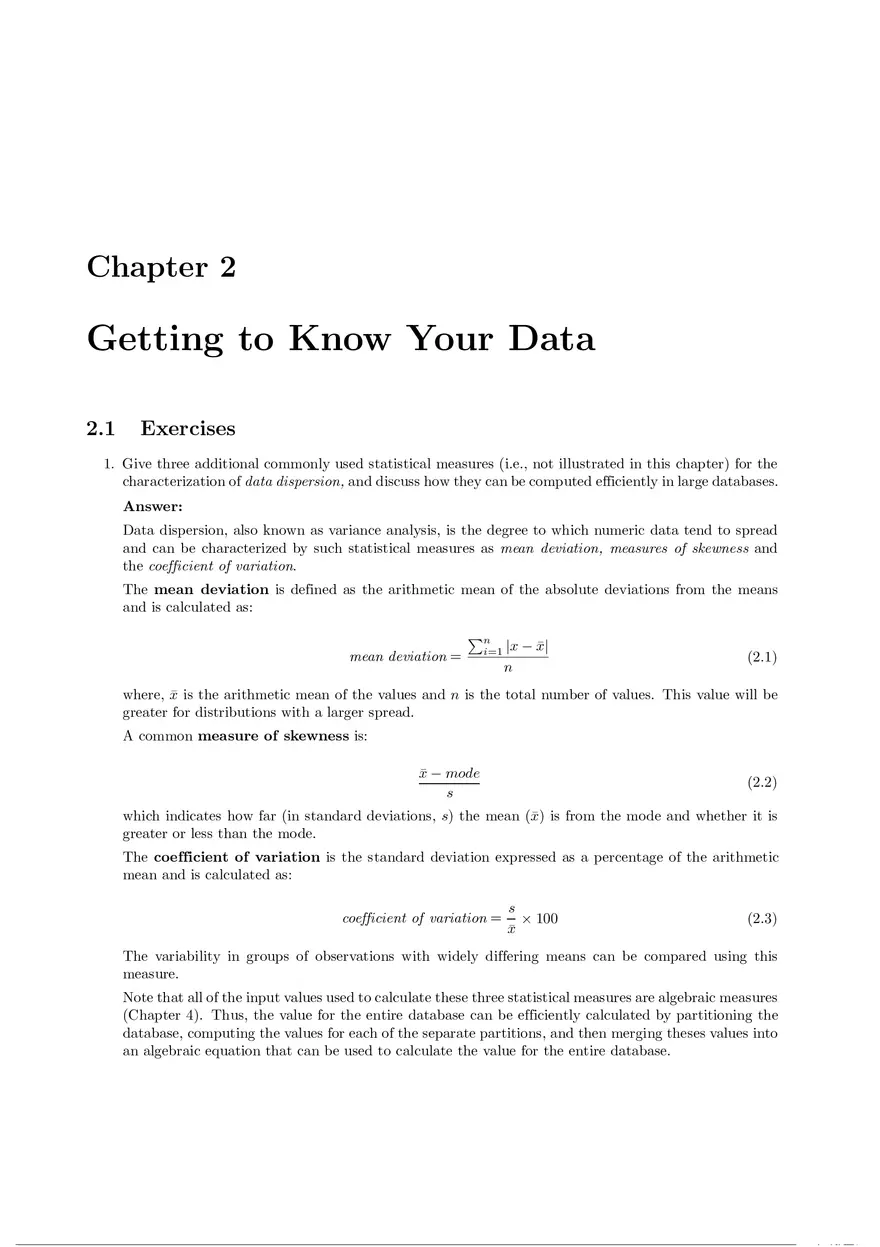 Solution Manual for Data Mining Chapter 2 - Page 1