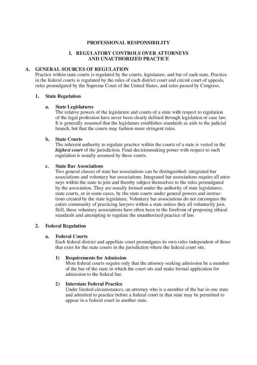 Professional Responsibility Guide Part 1 - Page 1