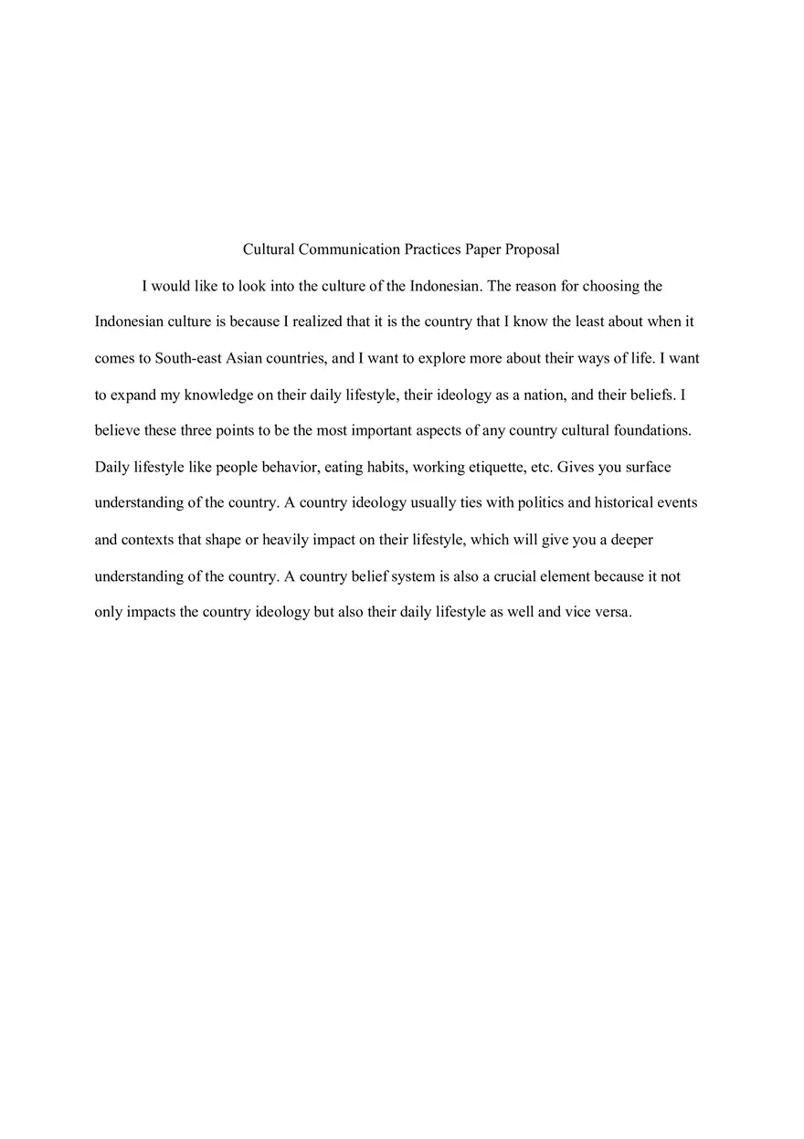Cultural Communication Practices Paper Proposal - Page 1