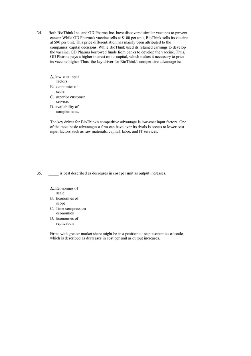 Differentiation, Cost Leadership, and Integration Answer Key Part 2 - Page 8