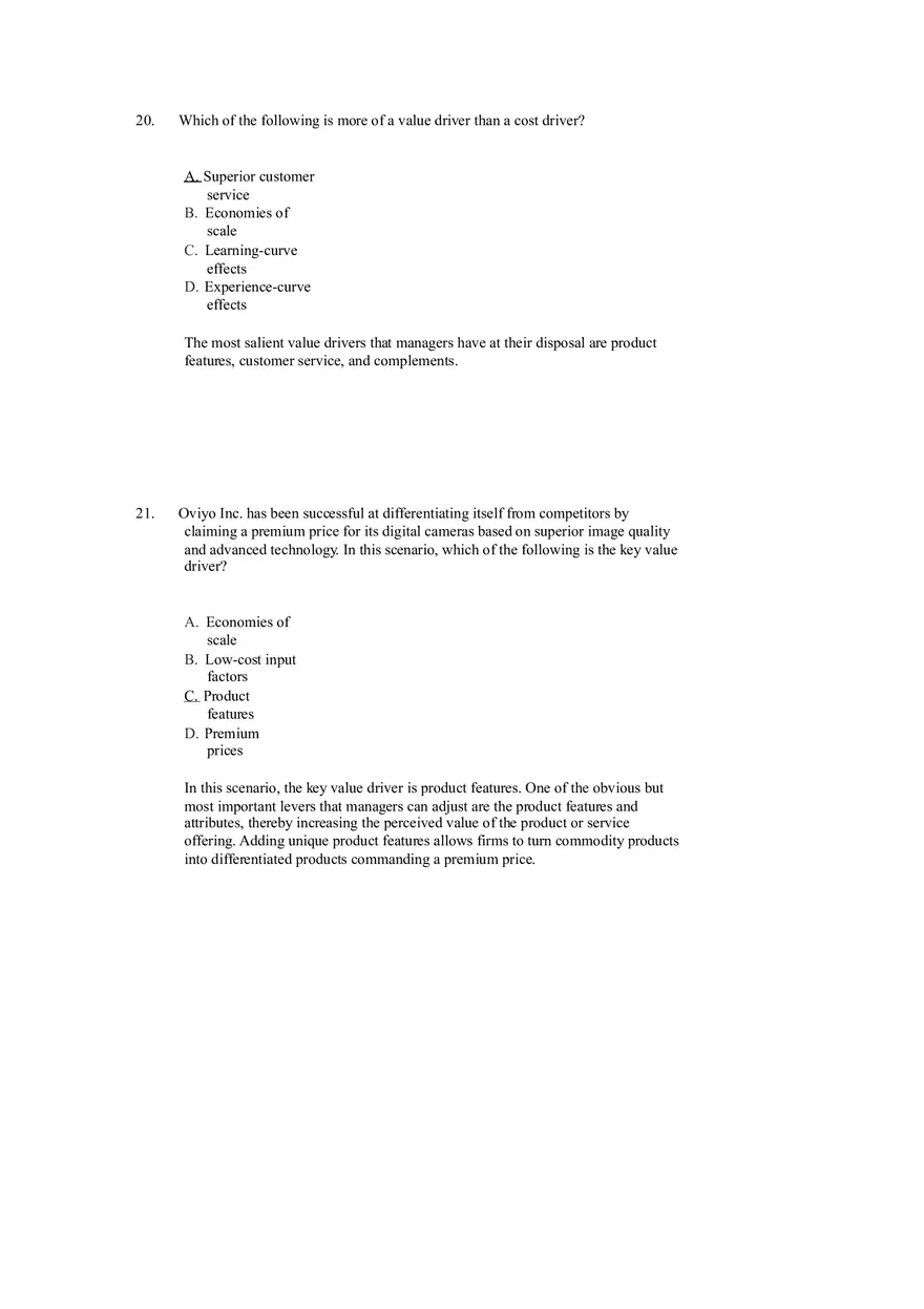 Differentiation, Cost Leadership, and Integration Answer Key Part 2 - Page 1