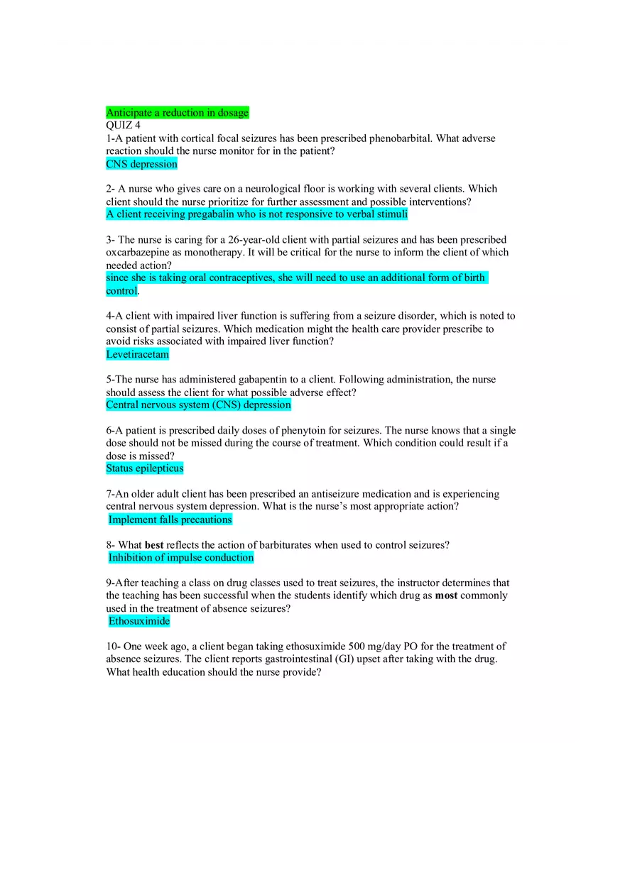 Pharmacotherapeutics Quiz - Page 2
