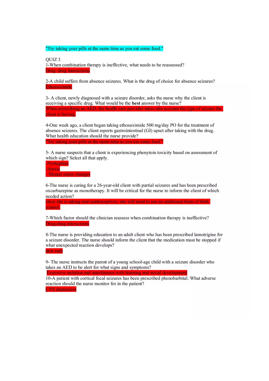 Pharmacotherapeutics Quiz - Page 3