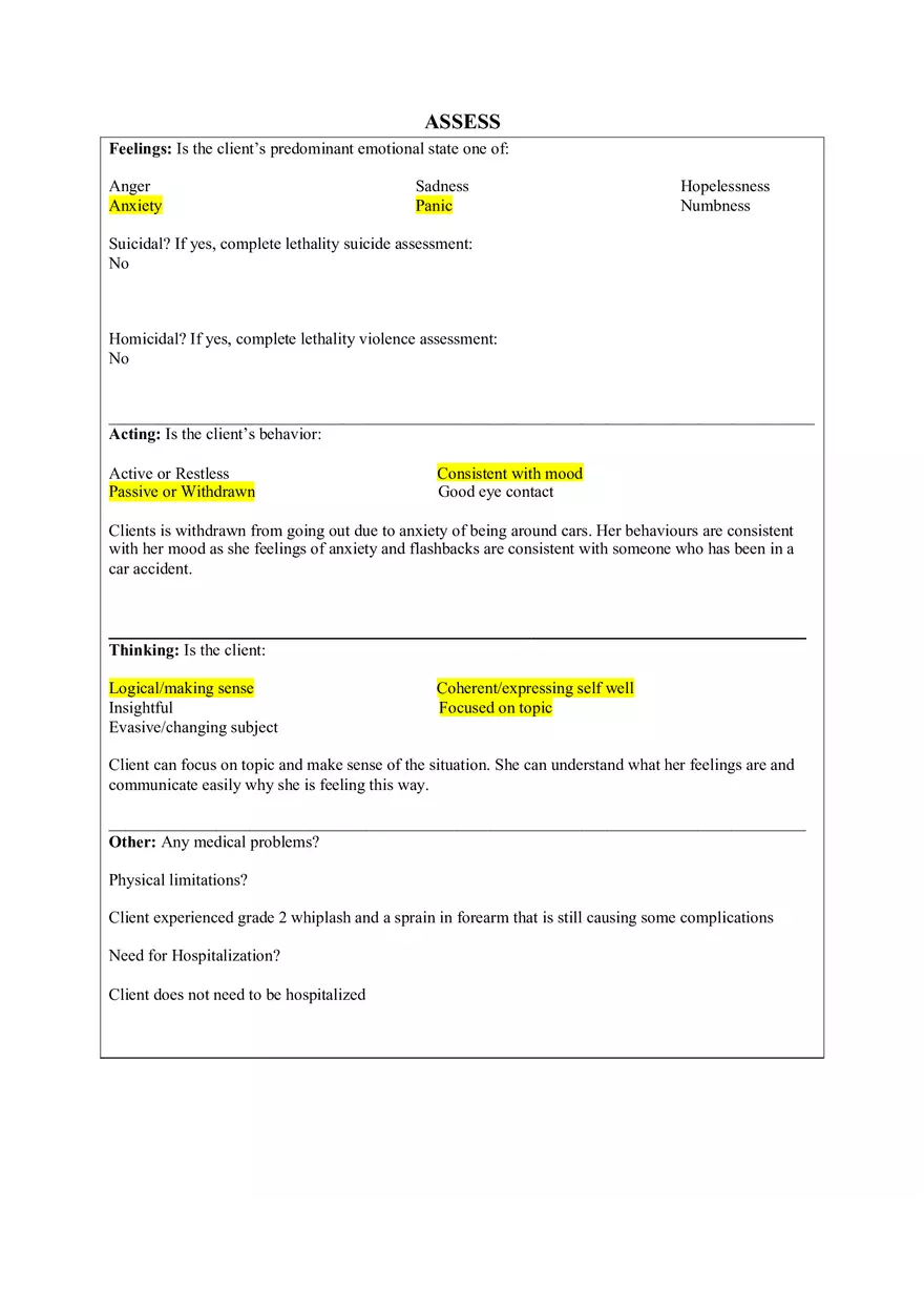Post-Traumatic Stress Response Following a Motor Vehicle Accident - Page 2