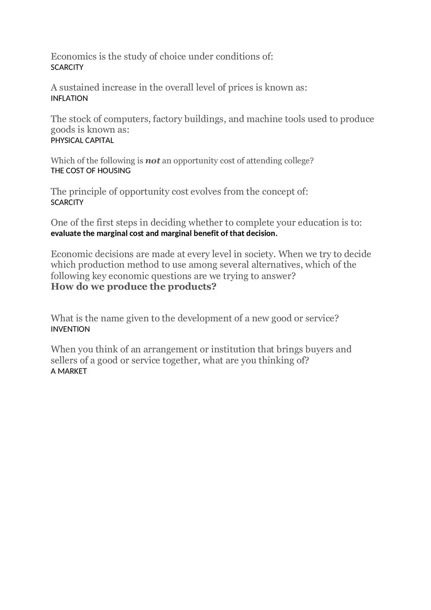 Scarcity Answers + Test Questions - Page 1