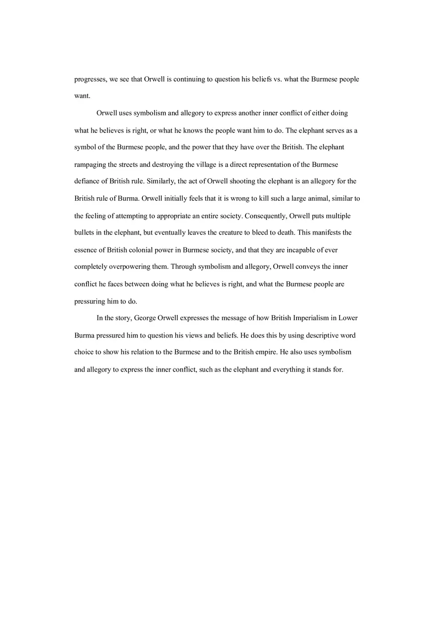 Shooting an Elephant Essay - Page 2