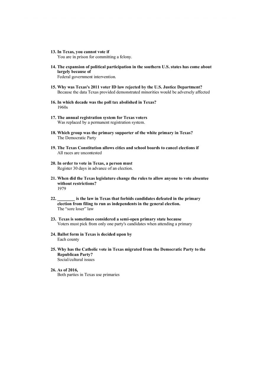 State and Local Government Exam 2 Quiz - Page 2
