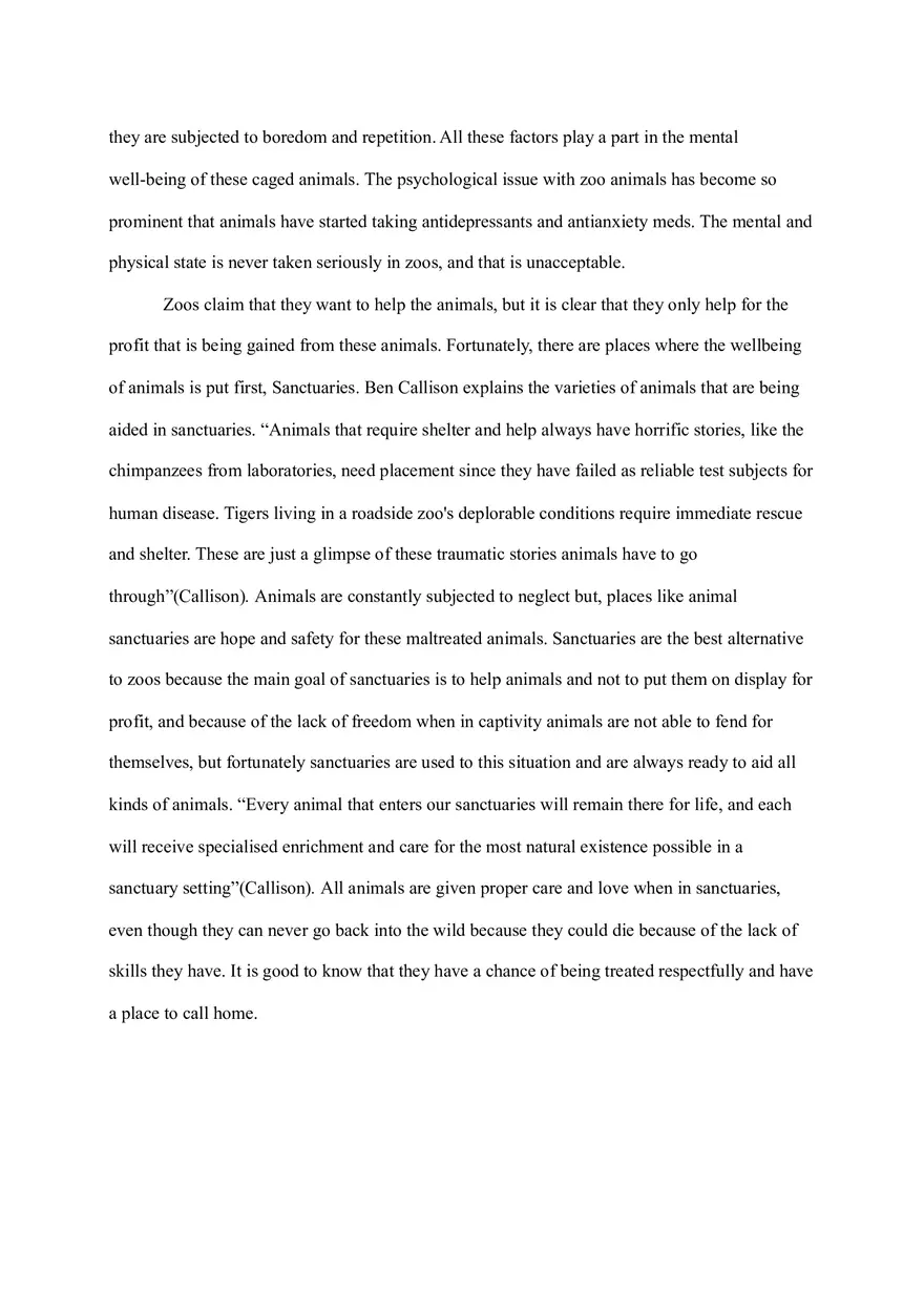 Why Animals Should not be Kept In Zoos Essay - Page 2
