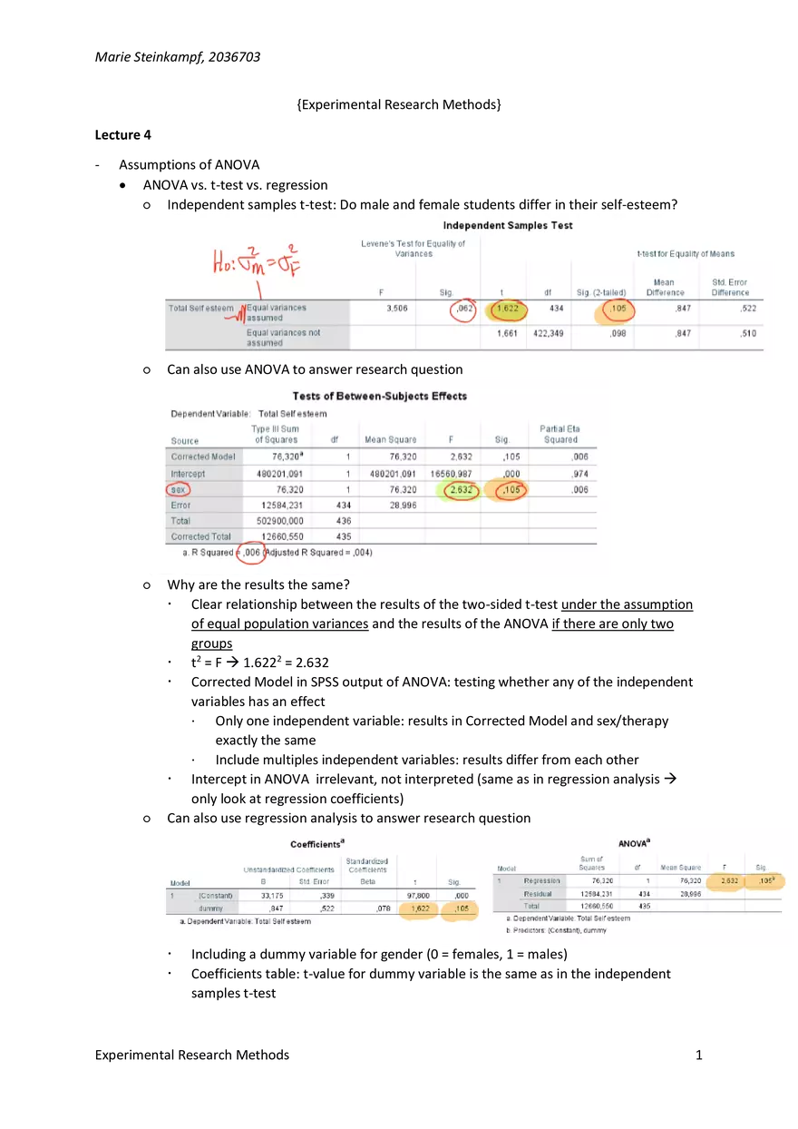 Experimental Research Methods - Lecture 4 - Page 1