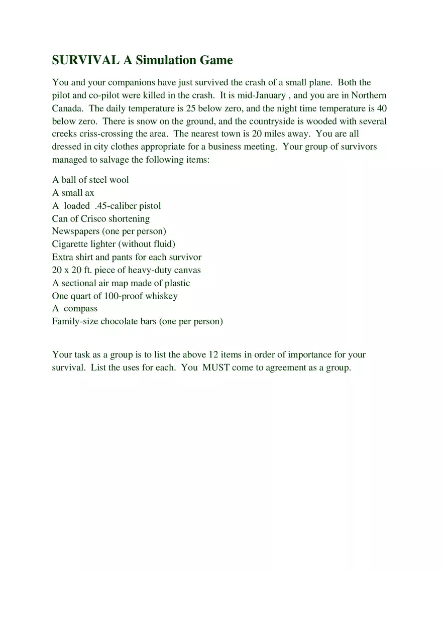 Survival Simulation Game - Page 1