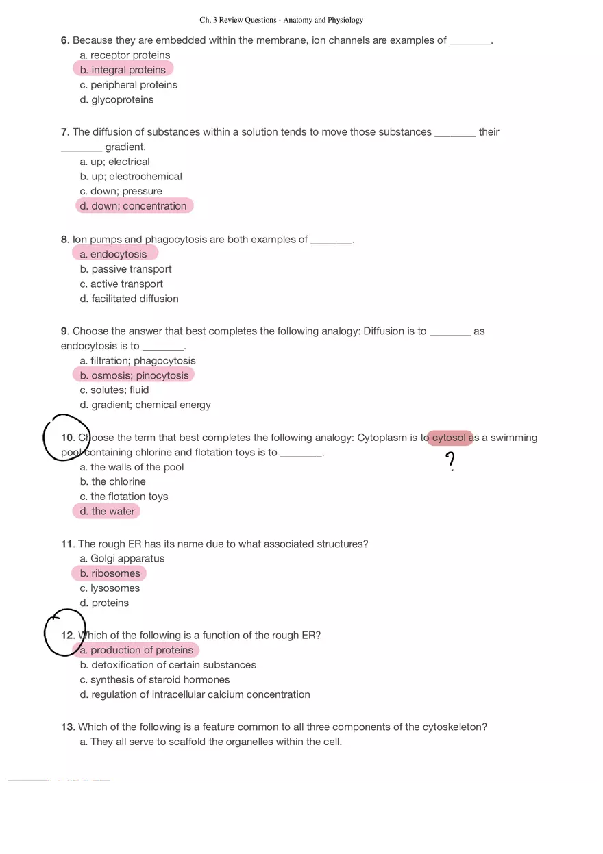 Ch. 3 Review - Integrated Anatomy And Physiology - Page 1