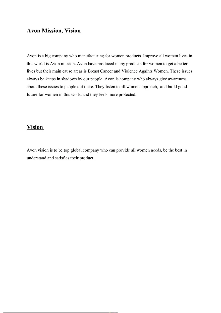Avon Mission and Vision - Page 1