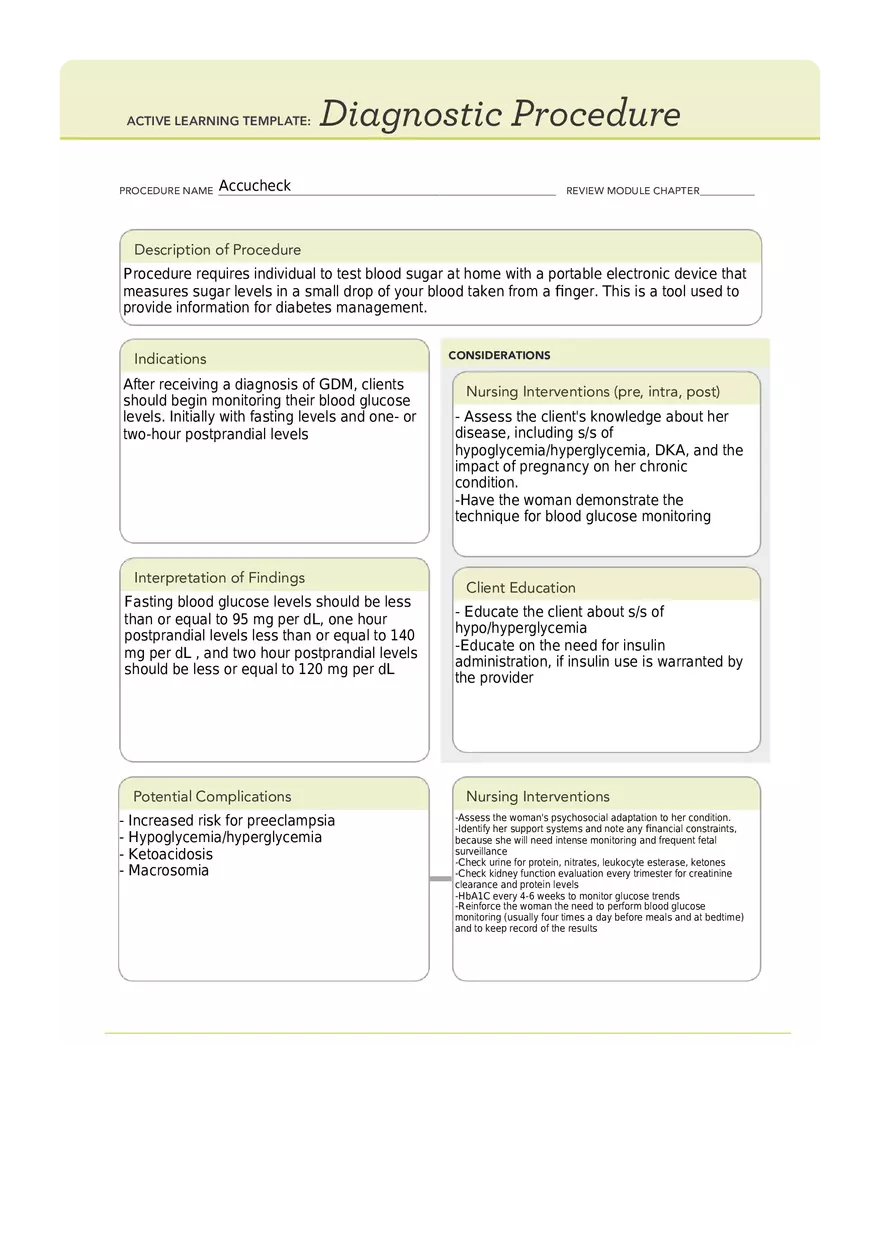 Diagnostic Procedure Template Accucheck - Page 1