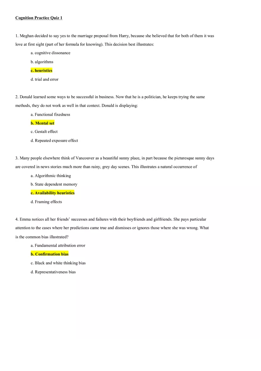 Cognition Practice Quiz 1 - Page 1