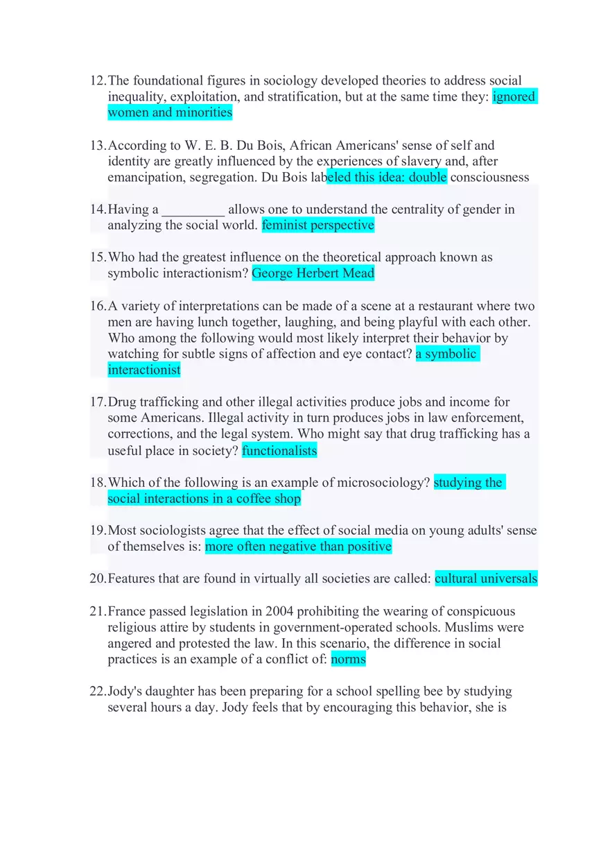 Exam #1 General Sociology Answers - Page 2