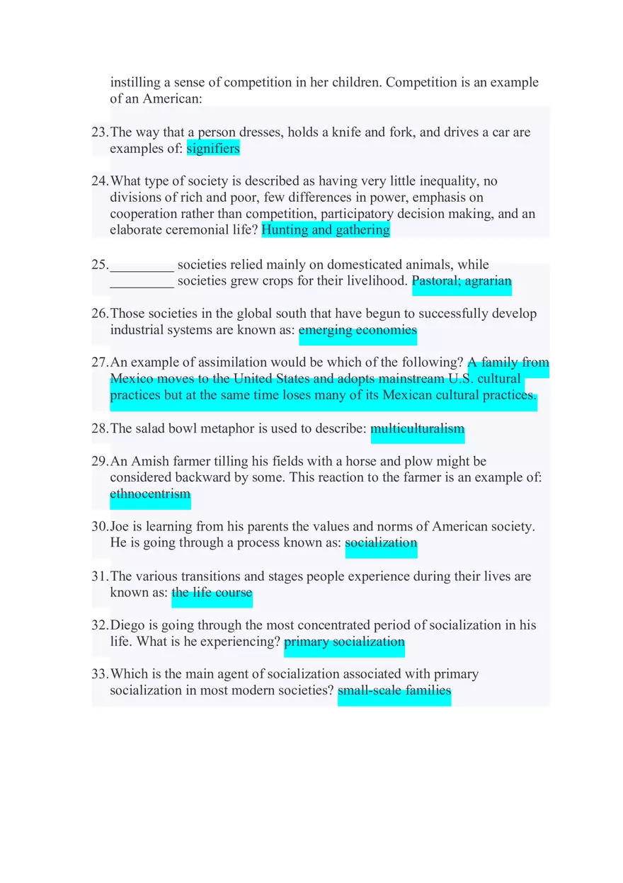 Exam #1 General Sociology Answers - Page 3