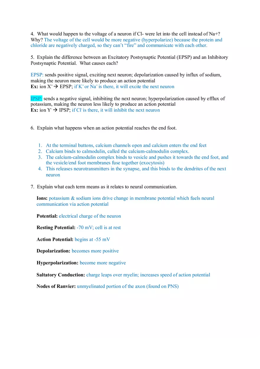 Worksheet Action Potential - Page 2