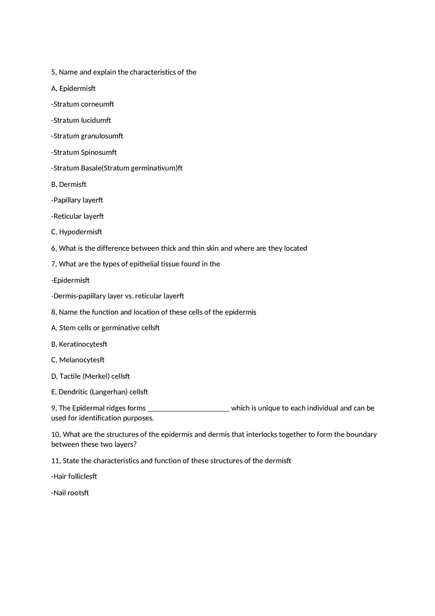 Integumentary System Study Guide for Exam - Page 3