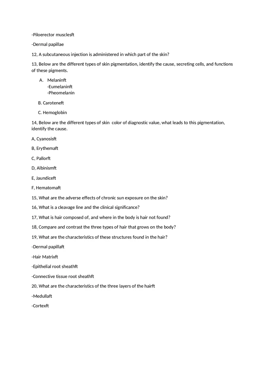 Integumentary System Study Guide for Exam - Page 4