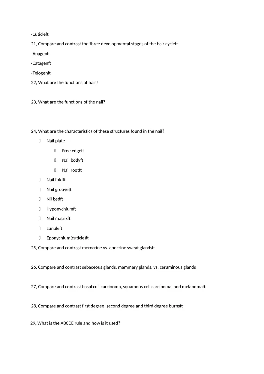Integumentary System Study Guide for Exam - Page 5