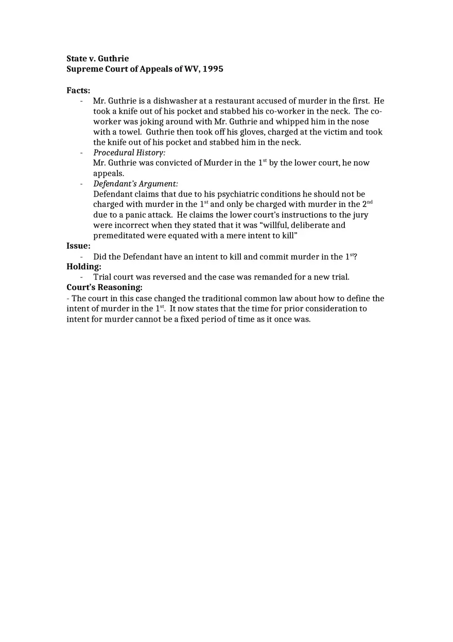 State v Guthrie - Case Brief - Page 1
