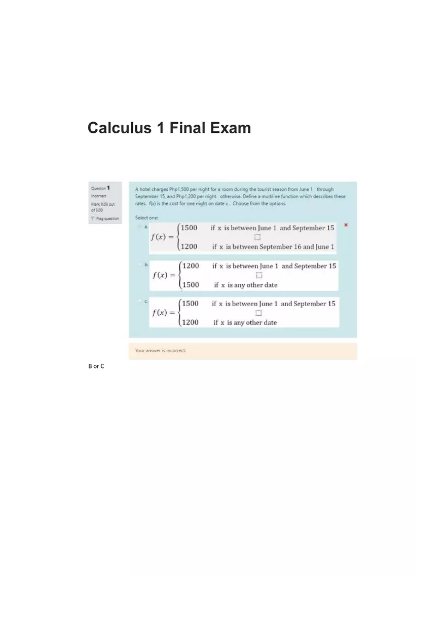 Calculus 1 Final Exam - Page 1