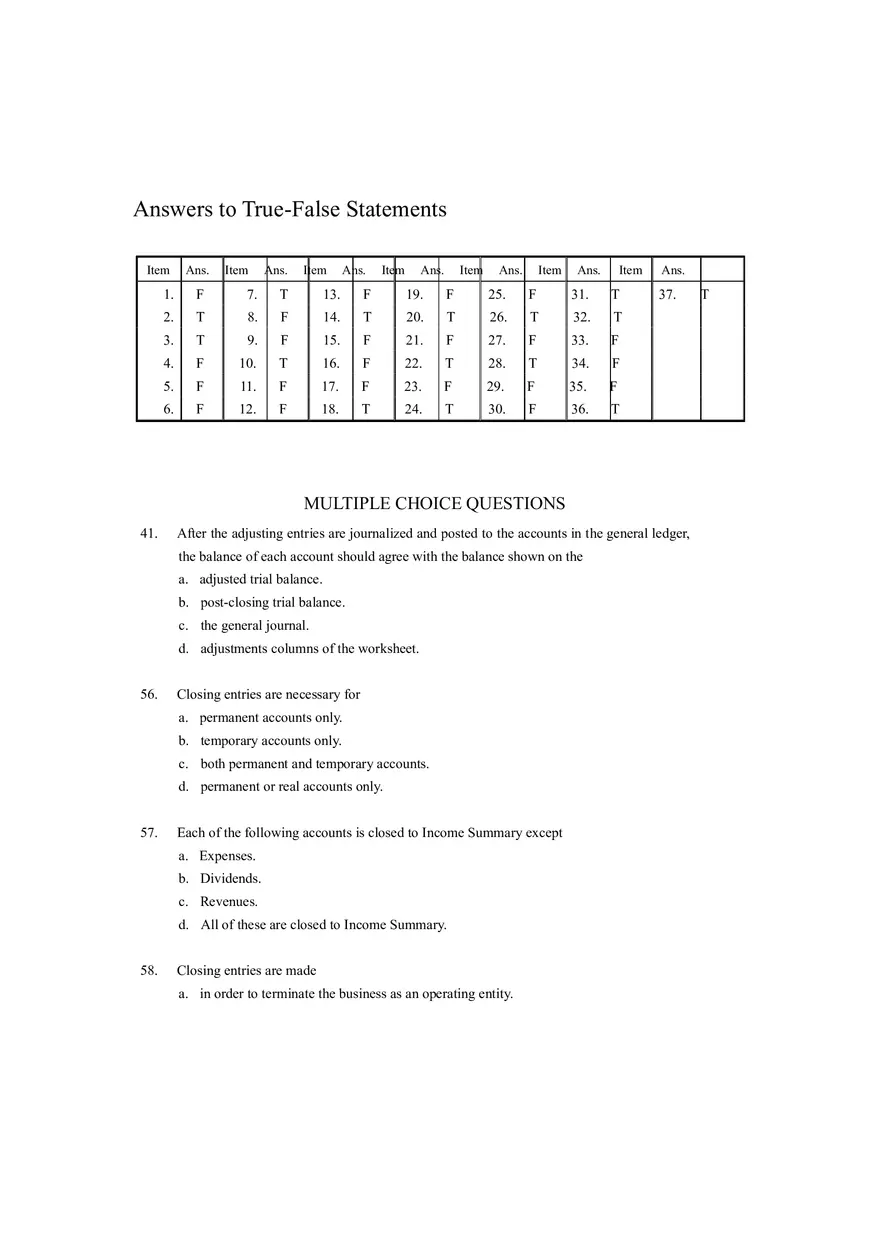 Closing Entries in the Accounting Cycle T of F (Answer Key) - Page 13