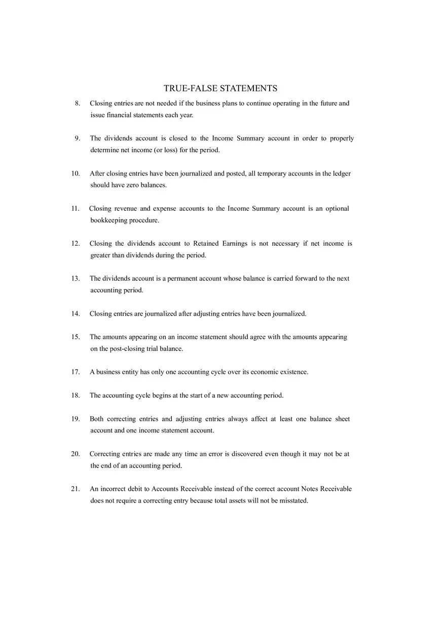 Closing Entries in the Accounting Cycle T of F (Answer Key) - Page 2