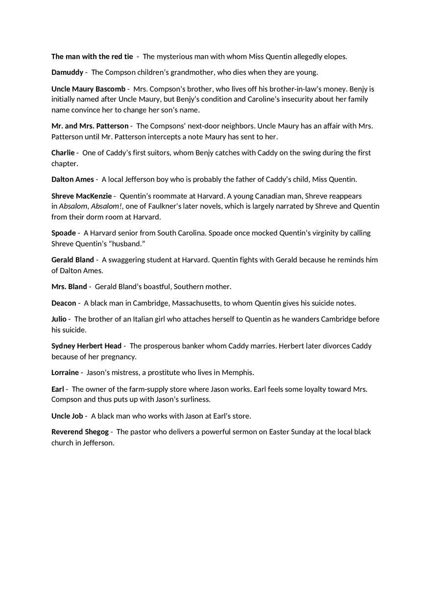 Character List - The Sound and the Fury - Page 2