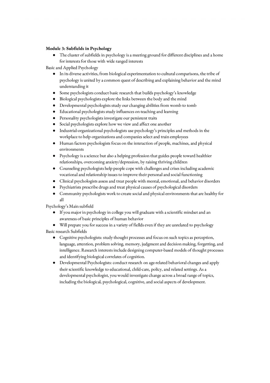 Psychology Notes Unit 1 Psychology’s History and Its Approaches - Page 7