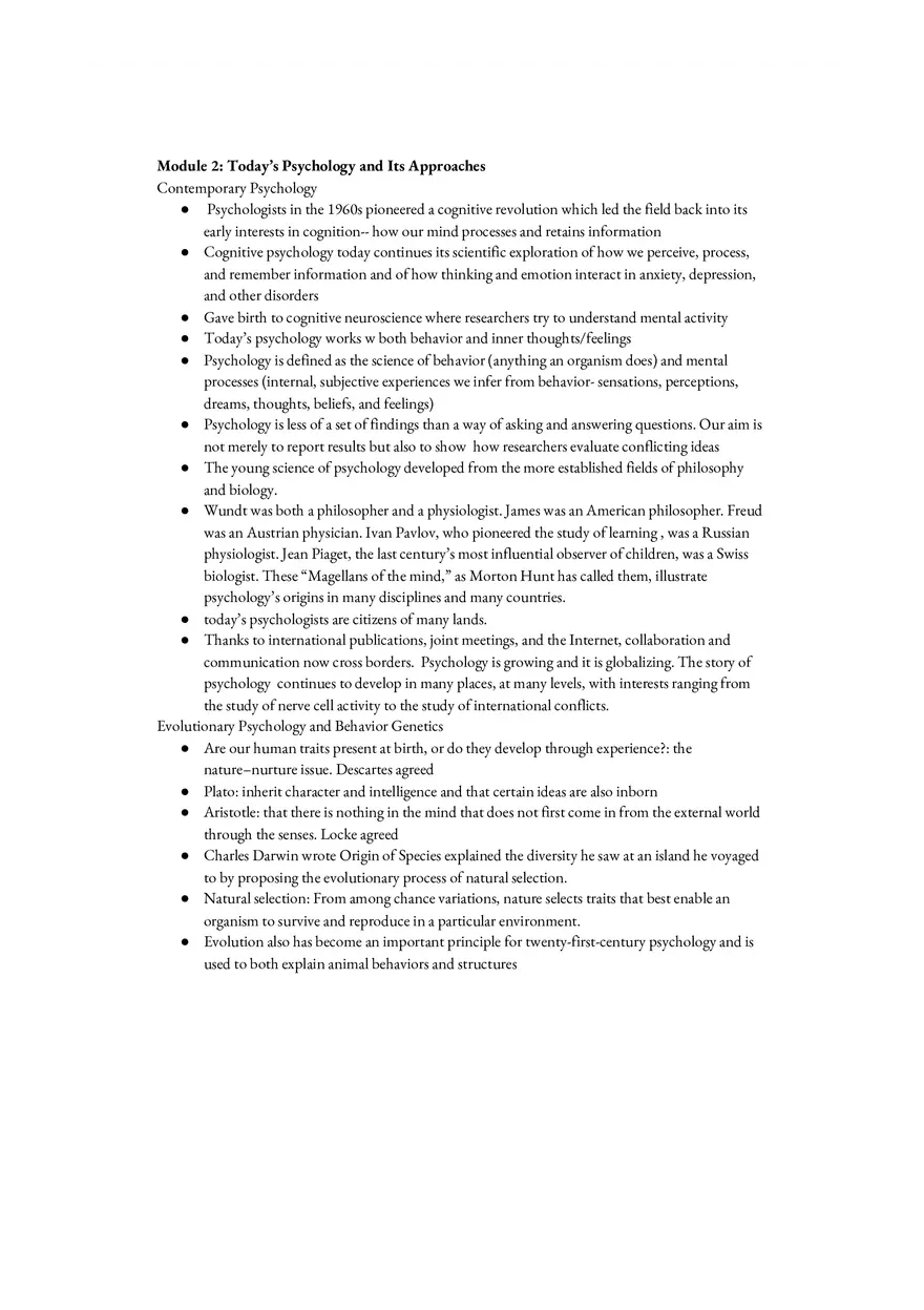 Psychology Notes Unit 1 Psychology’s History and Its Approaches - Page 4