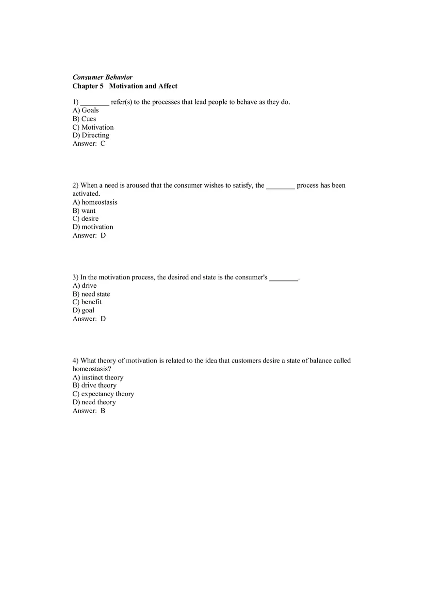 Motivation and Affect Answer Key - Page 1