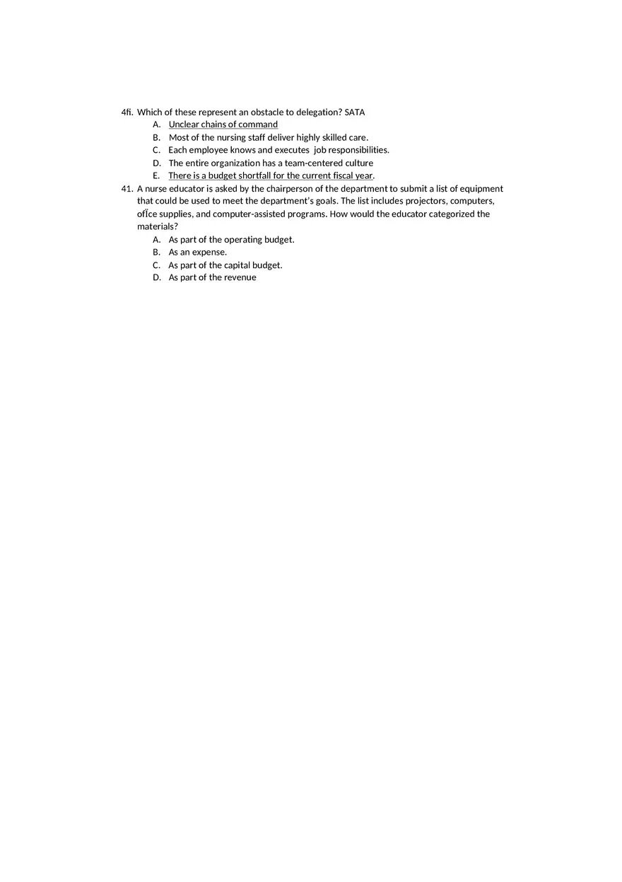 Leadership and Management Exam 2 Test Bank - Page 7