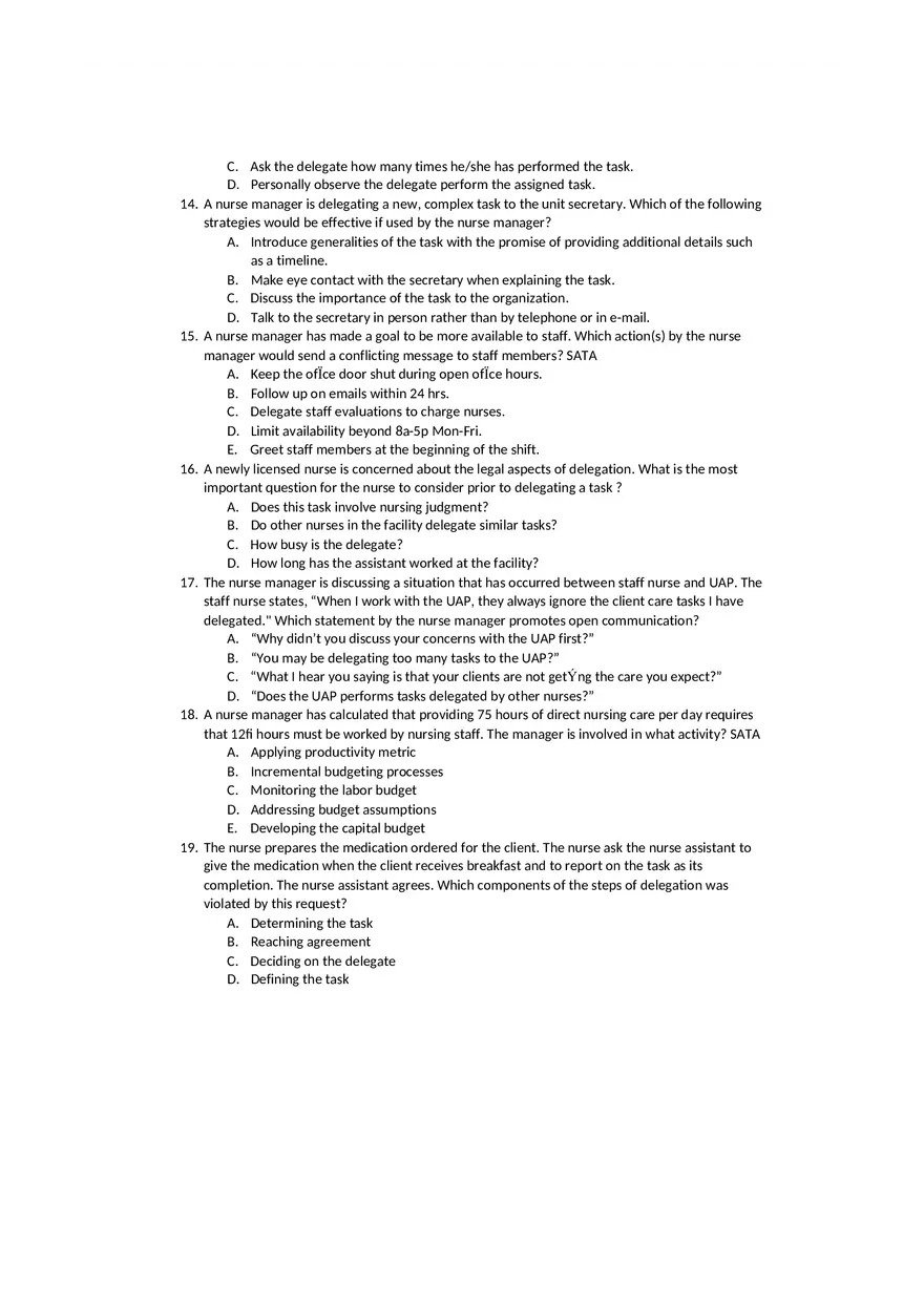 Leadership and Management Exam 2 Test Bank - Page 3