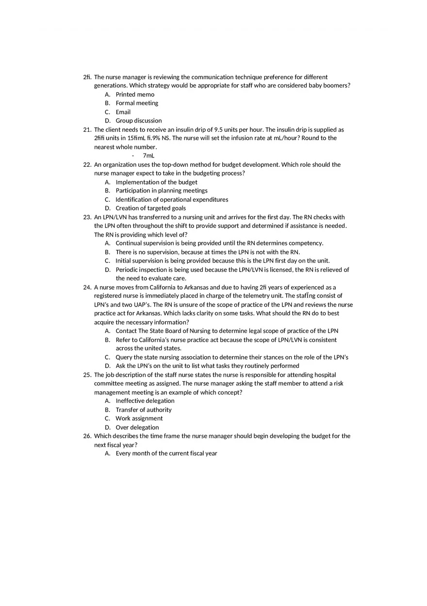 Leadership and Management Exam 2 Test Bank - Page 4