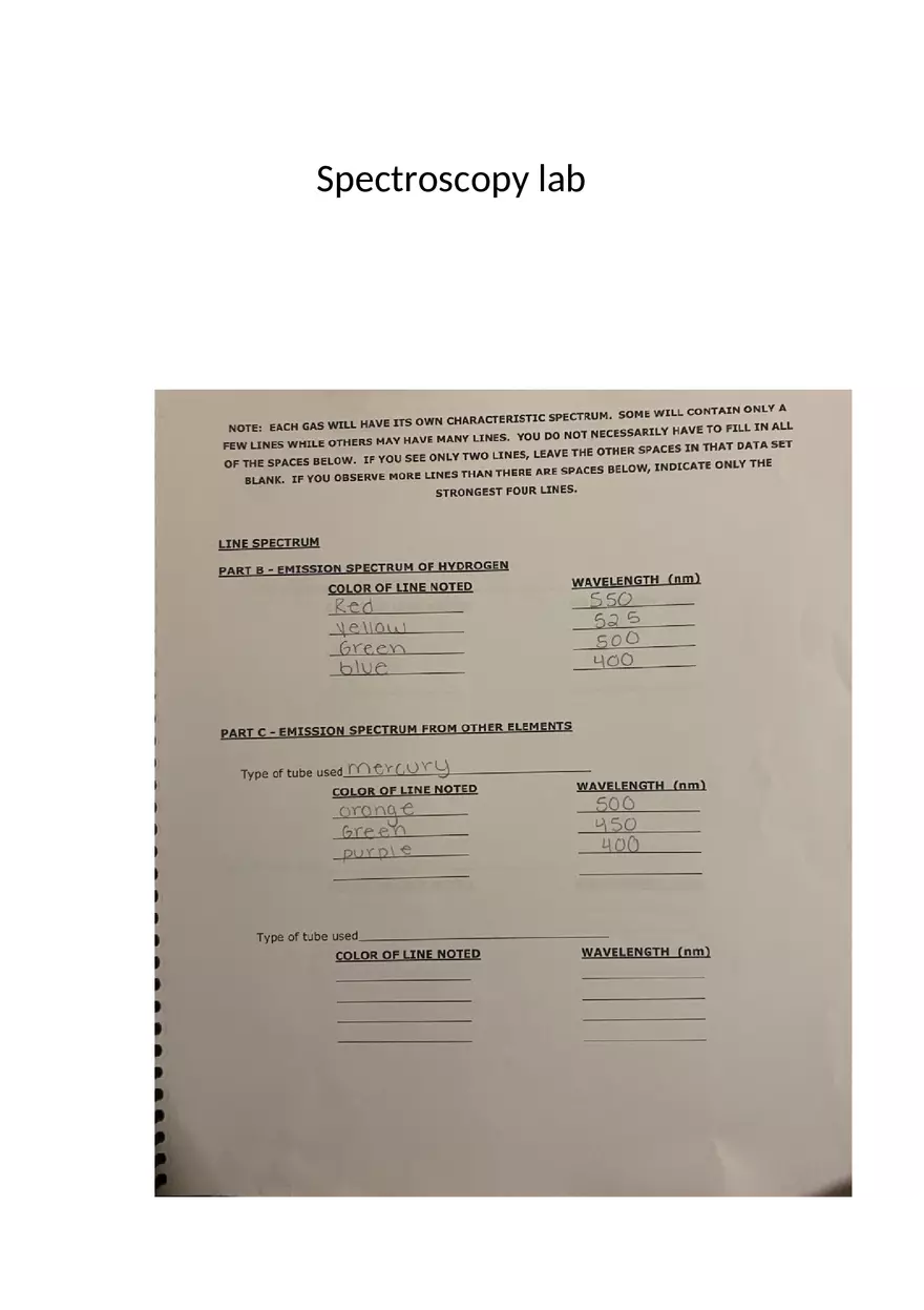 Lab Report 1 - Spectroscopy - Page 1